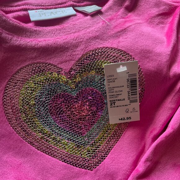 ❤ NWT The Children’s Place Toddler Girls Heart Velour 2-Piece Outfit Set - Pink - Picture 6 of 9